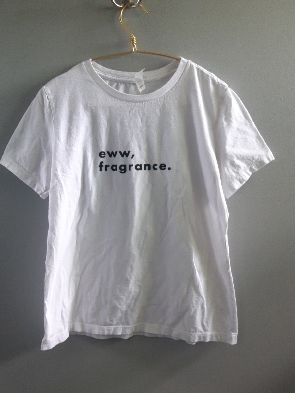 Bella Canvas White Graphic Tee - "eww, fragrance."